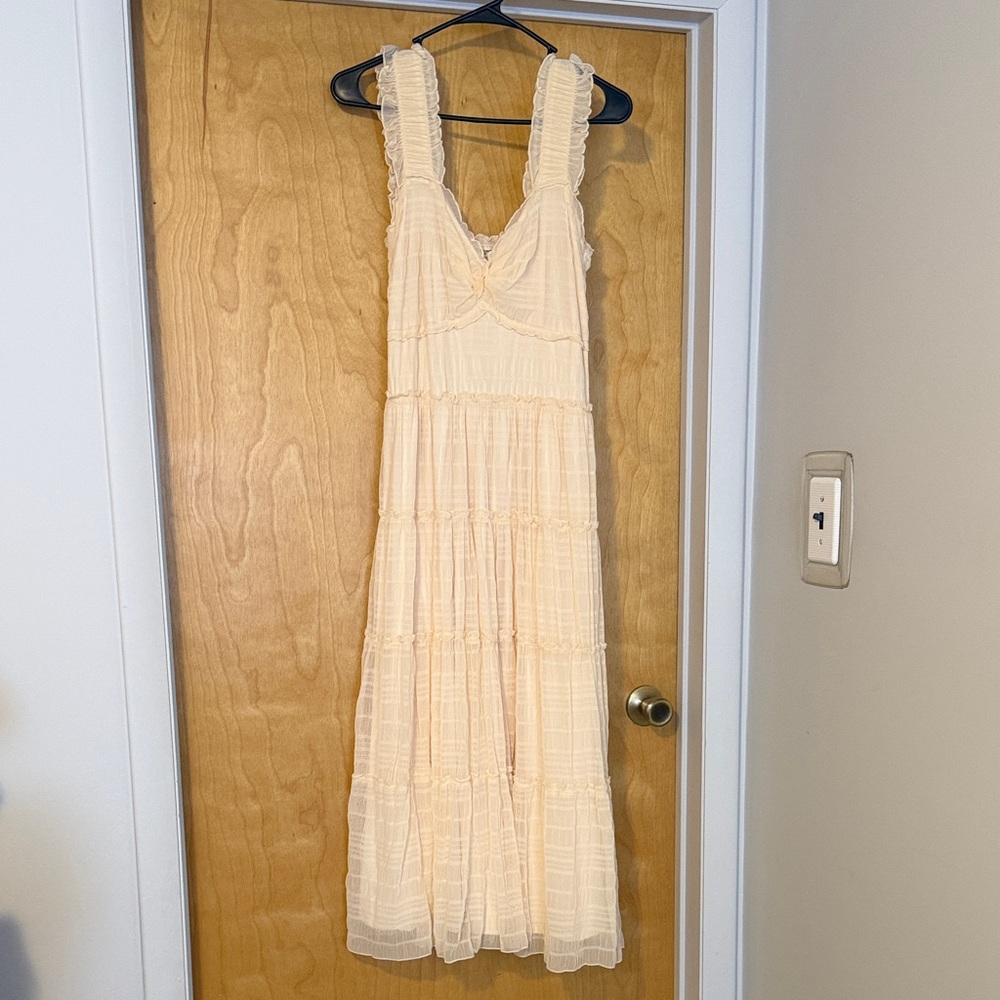 Max Studio Soft Cream Ruffled Maxi Dress